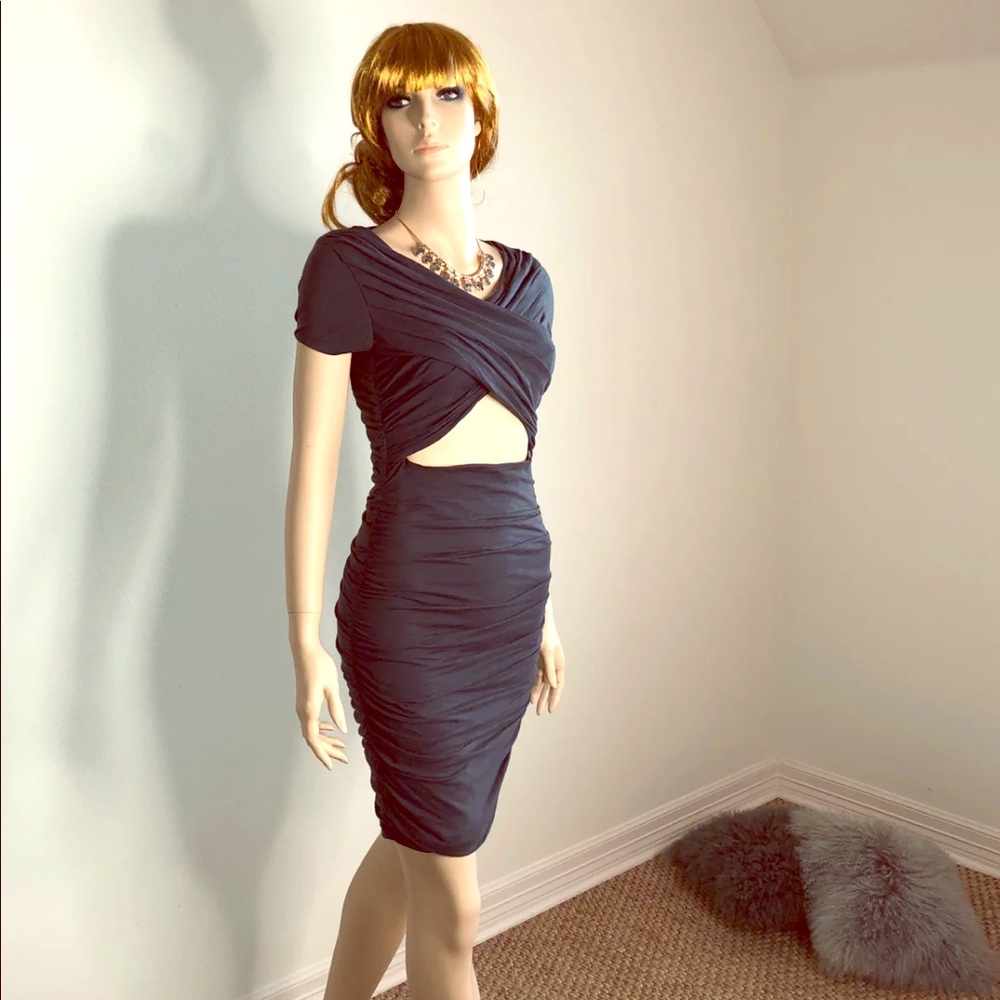Elizabeth and James Gray Cutout Mini Dress S